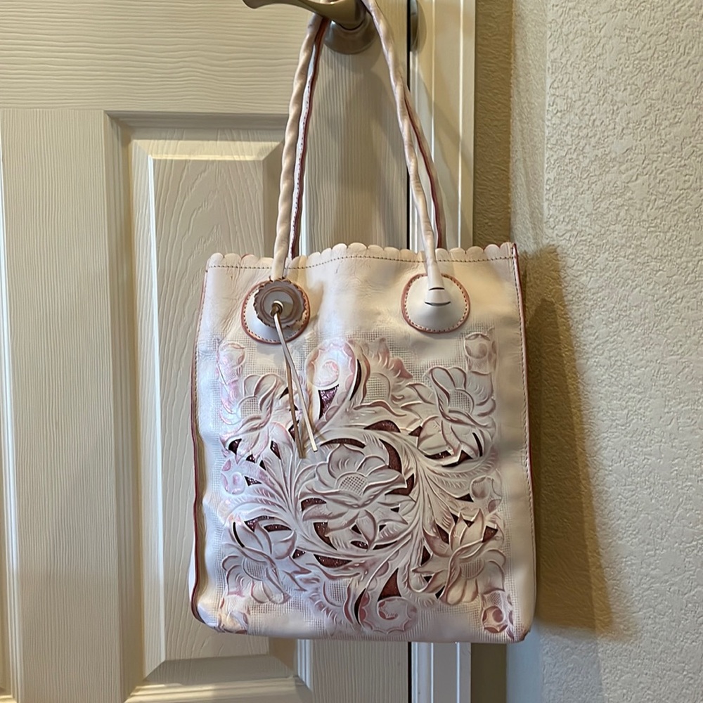 PATRICIA NASH | White/Pink Glitter Cavo Tote